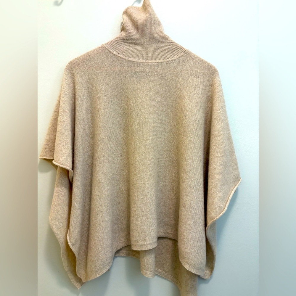 NWT- Cashmere Classic Poncho Sweater in Rich Beige, One Size Fits All